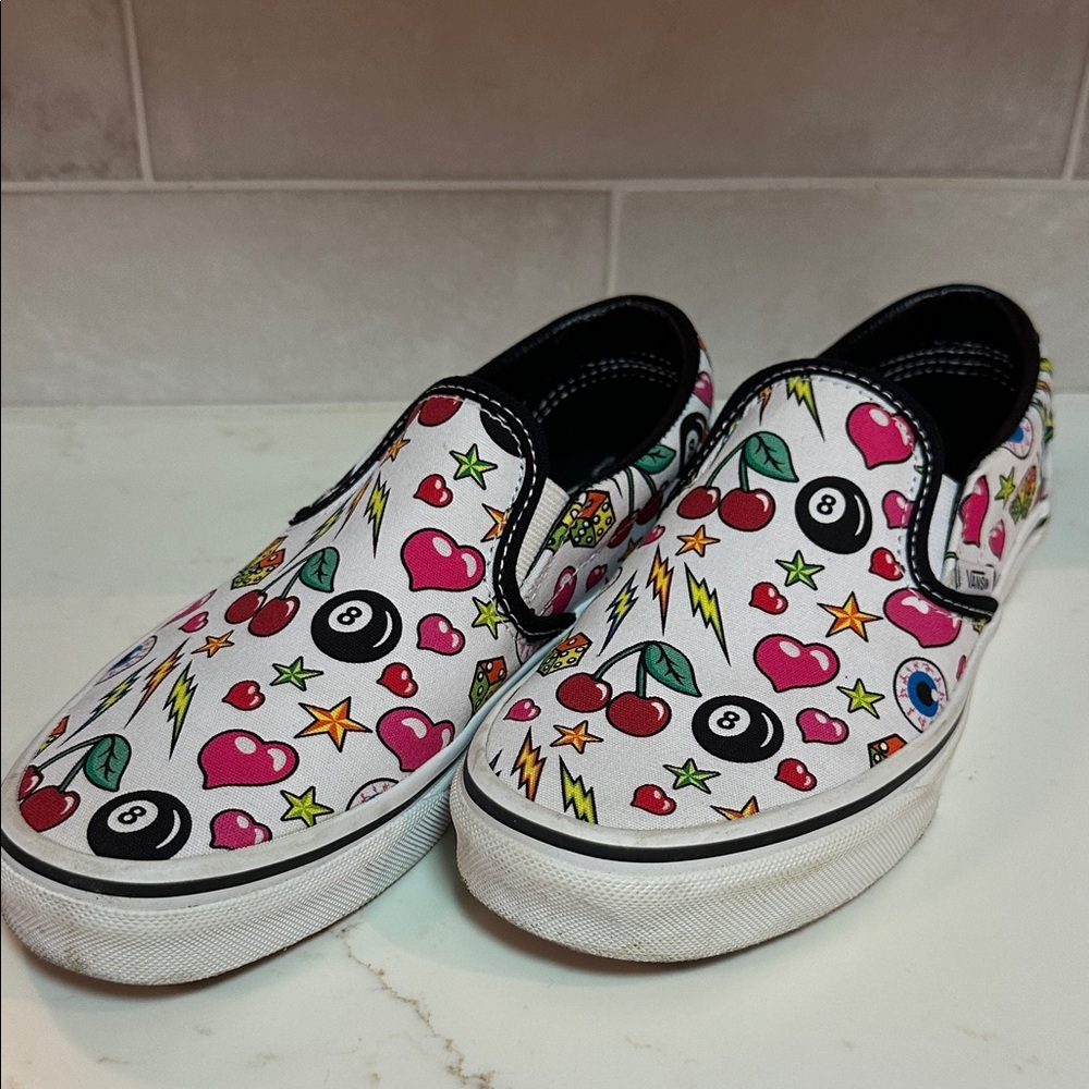 Vans Women's Graphic Slip-On Sneakers - Pink, Black, White